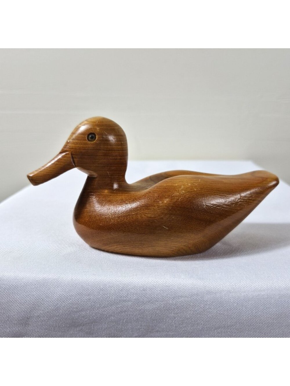 Hand-Carved Wooden Duck Figurine Vintage Decorative Collectible 5" Rustic Charm